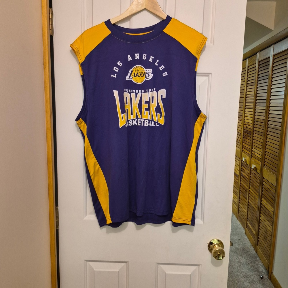 Ultra Game NBA‎ Los Angeles Lakers Sleeveless Graphic T-Shirt Purple Gold XL
